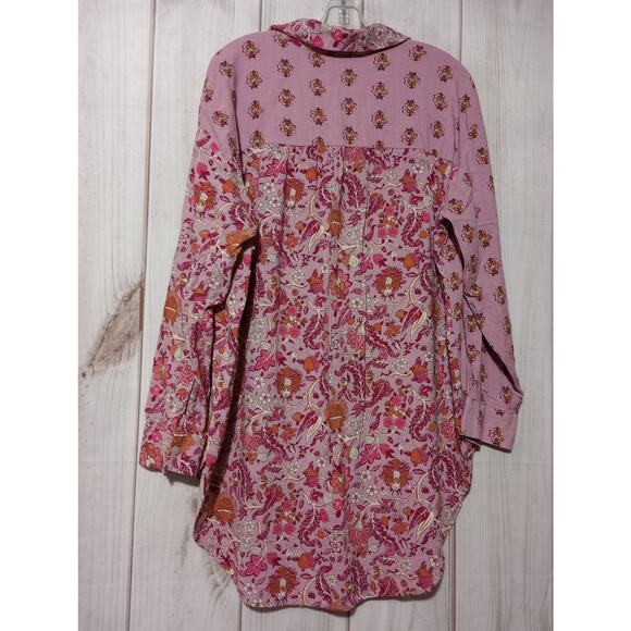 Knox Rose Shirt Womens 2XL Floral Button Up Long Sleeve Boho Mixed Print Top - Picture 4 of 7